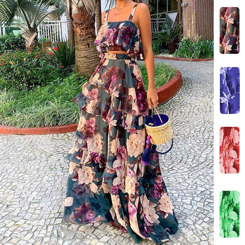 Romper Floral Print - Pakaian Wanita Dua Potong Atasan Cami