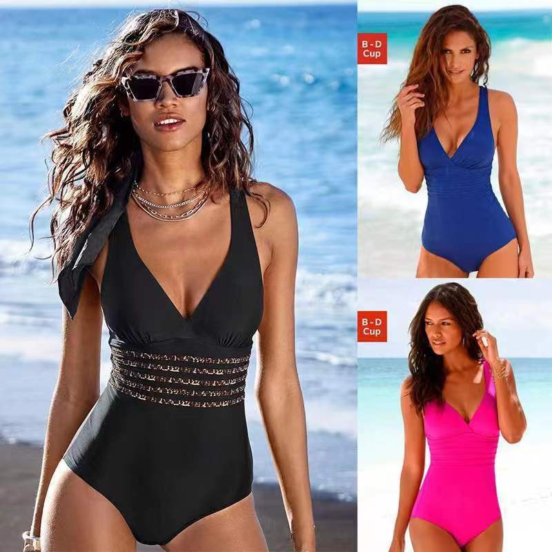 Swimsuit Bikini Ruched - Baju Renang Wanita Tankini Warna Solid