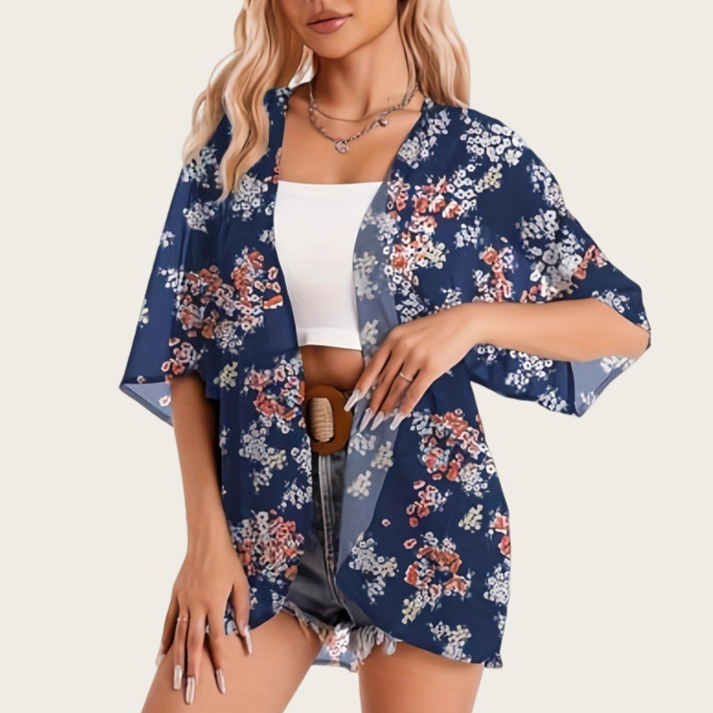 Kimono Sheer Floral - Baju Renang Wanita 2025 Kimono Cardigan