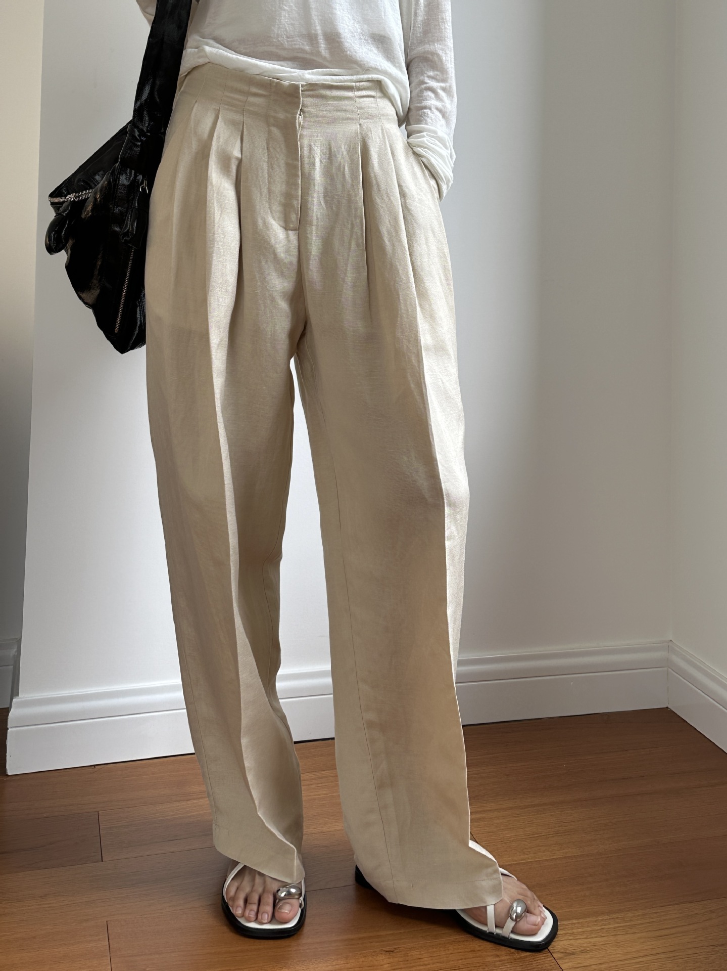 Linen Pant Wide - Celana Panjang Linen Kasual Wanita, Model