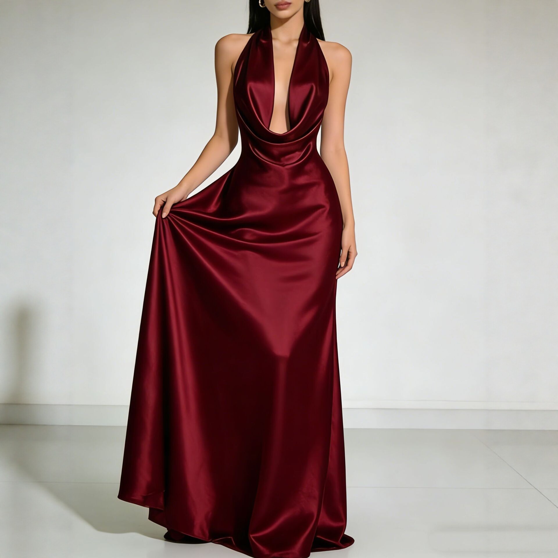 Maxi Dress Halter - Gaun Pesta Elegan 2026 Gaun Tamu