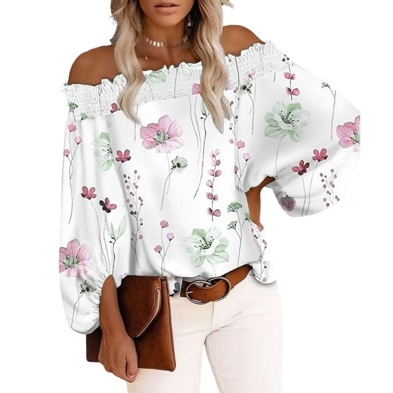 Blouse Off Shoulder - Blus Lengan Panjang Wanita Ukuran Besar