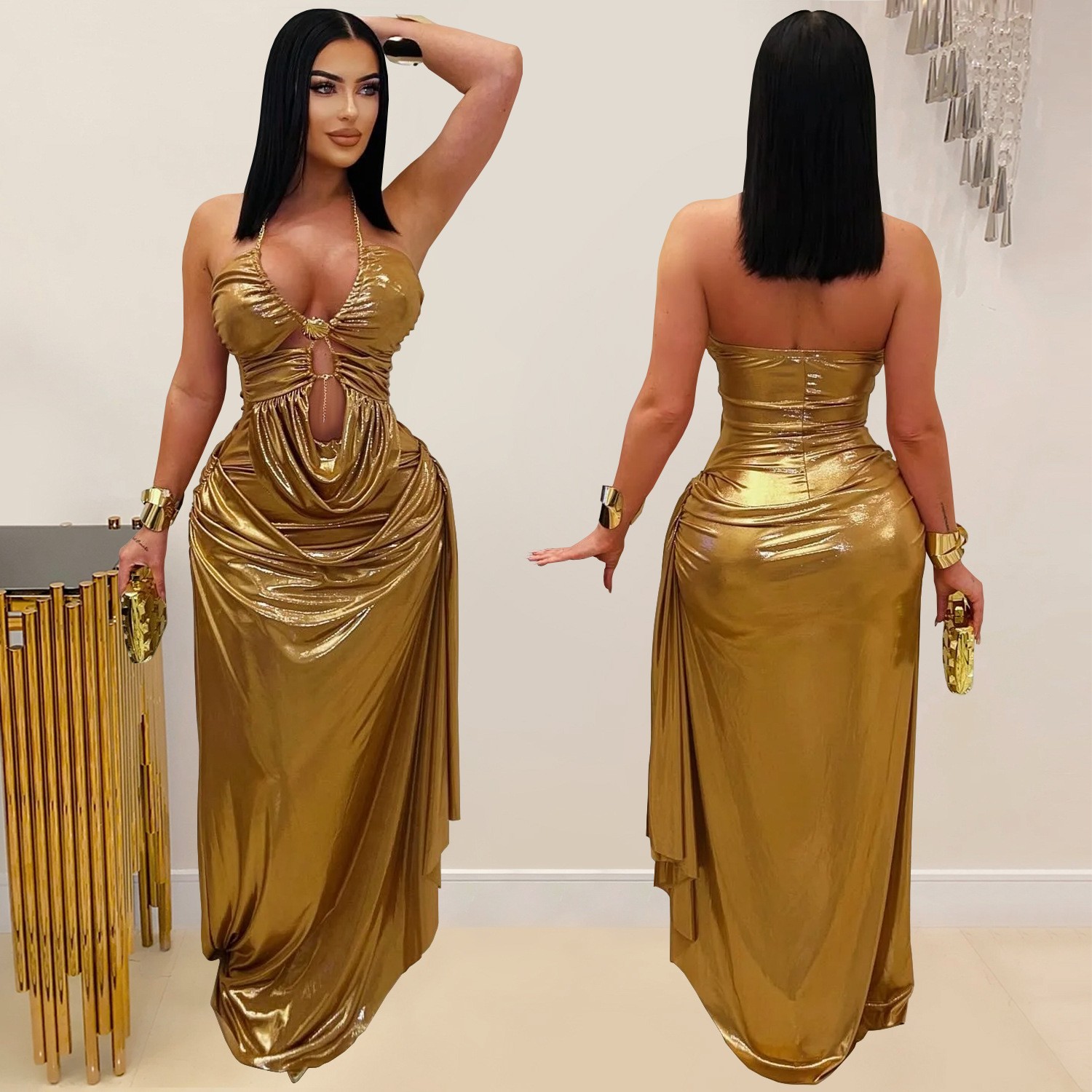 Maxi Dress Halter - Gaun Pesta Malam untuk Tamu Pernikahan,