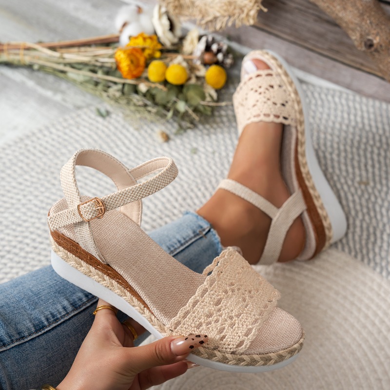 Wedge Espadrille Women - Sandal Wedges Renda Wanita Sepatu Kasual