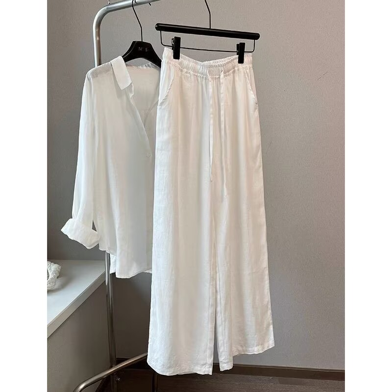 Linen Pant Wide - Setelan Celana Lebar dan Kemeja Wanita