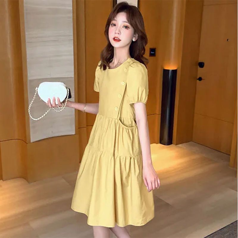 Linen Dress Wrap - Gaun Prom Tunik Kasual Korea Elegan