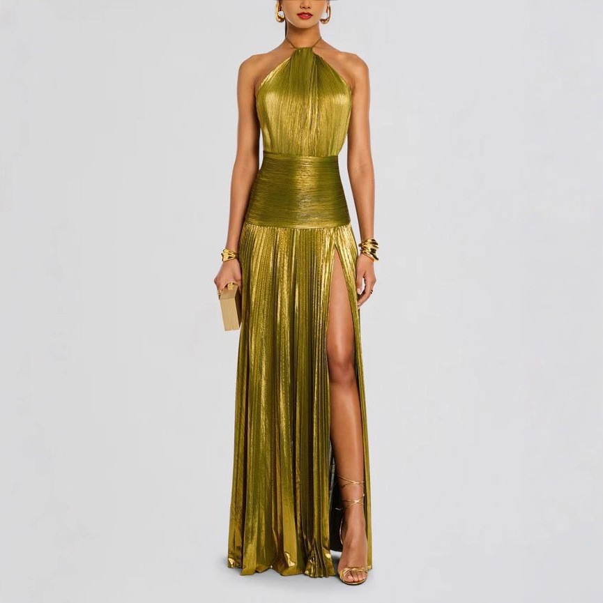 Maxi Dress Halter - Gaun Pesta Elegan Tanpa Lengan, Gaun
