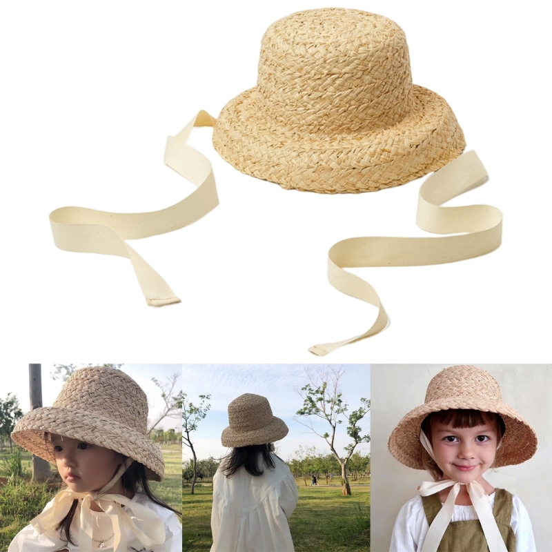 Hat Floppy Wide - Topi anyaman tangan anak perempuan, tutup