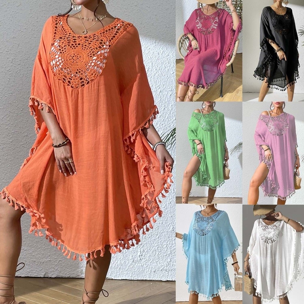 Cover Up Kaftan - Gaun Pantai Berkerah Kotak untuk Musim
