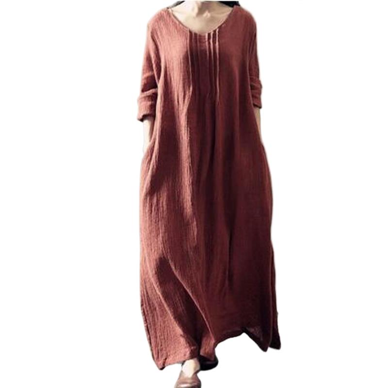 Linen Dress Wrap - Dress wanita Vintage Linen 2025, gaun
