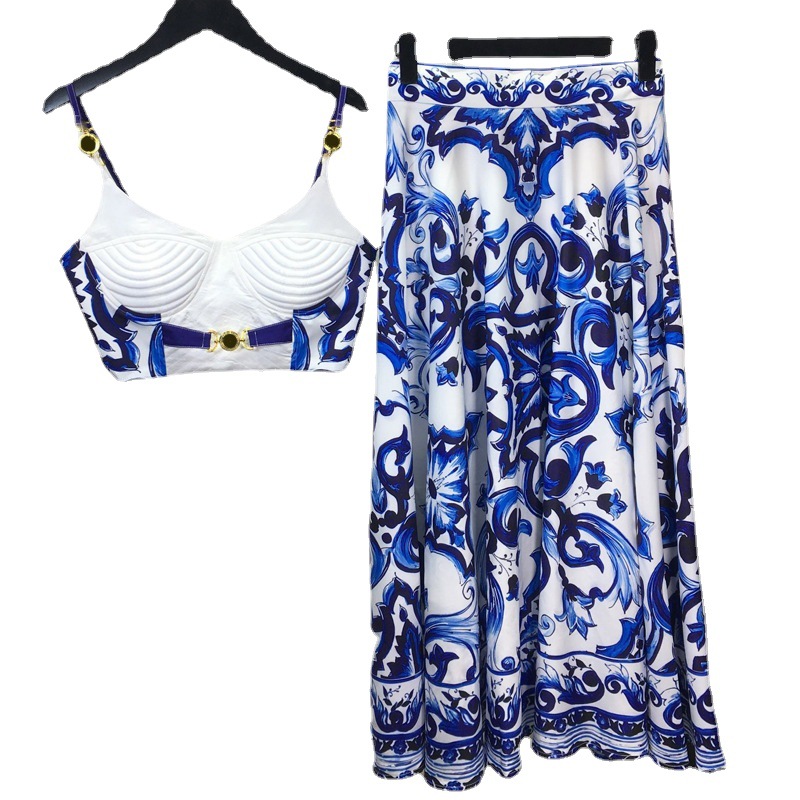Romper Floral Print - Bohemain setelan 2 potong untuk wanita,