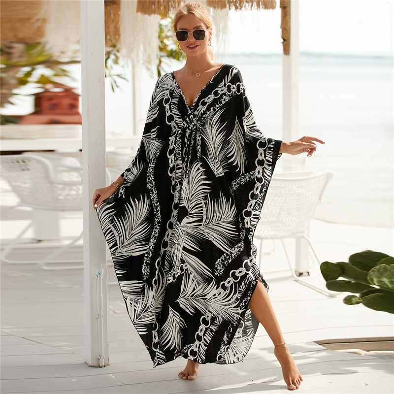 Cover Up Kaftan - Gaun pantai wanita ukuran besar, pakaian