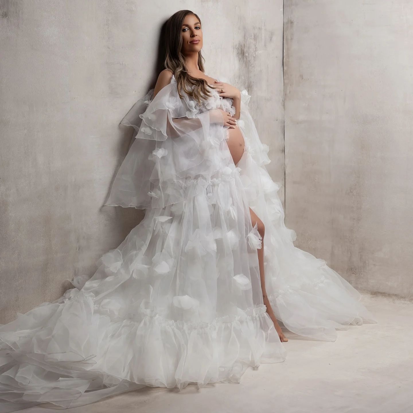 Kimono Sheer Floral - Kimono Seksi Bungkus Pengantin Tulle Bunga