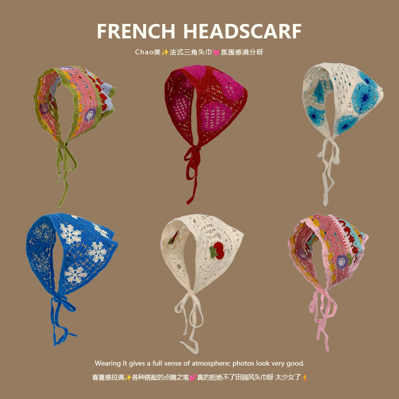 Headband Summer Knit - Ikat Kepala Rajut Segitiga Gaya Prancis