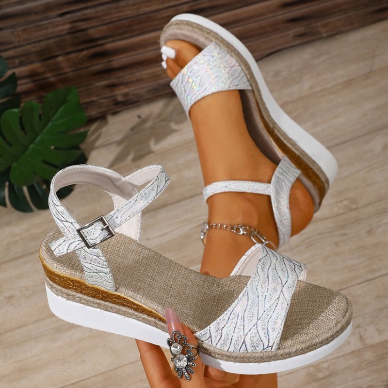 Wedge Espadrille Women - Sandal Wedge Wanita Putih Hak Platform
