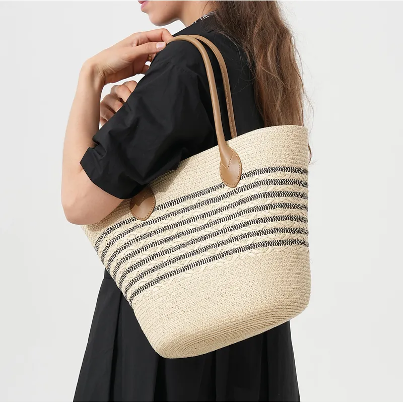 Tas Pantai Anyaman Bergaris Ka - Tote Bag Beach ulasan dan harga