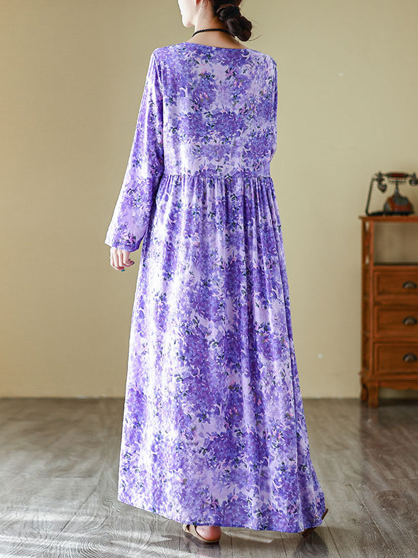 Gaun Panjang Kerah Bulat Gaya  - Linen Dress Wrap ulasan dan harga