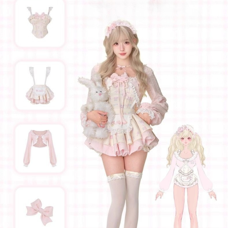 Set 3 Potong Gaya Lolita Manis - Crop Top Crochet ulasan dan harga