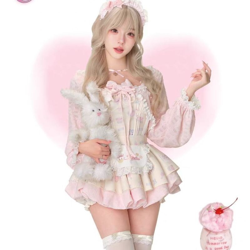 Set 3 Potong Gaya Lolita Manis - Crop Top Crochet ulasan dan harga