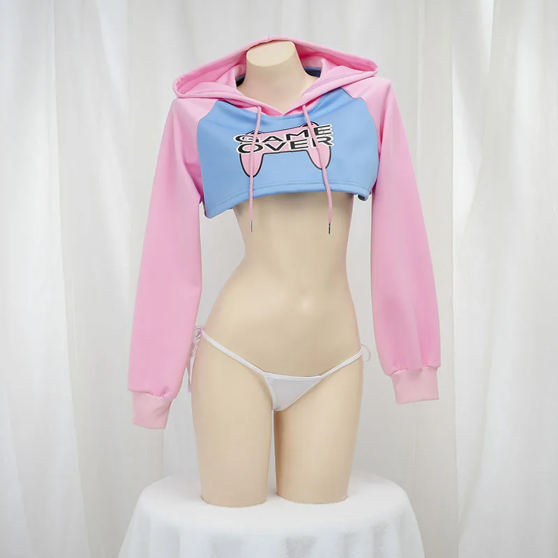 Hoodie Crop Top Lengan Panjang - Crop Top Crochet ulasan dan harga