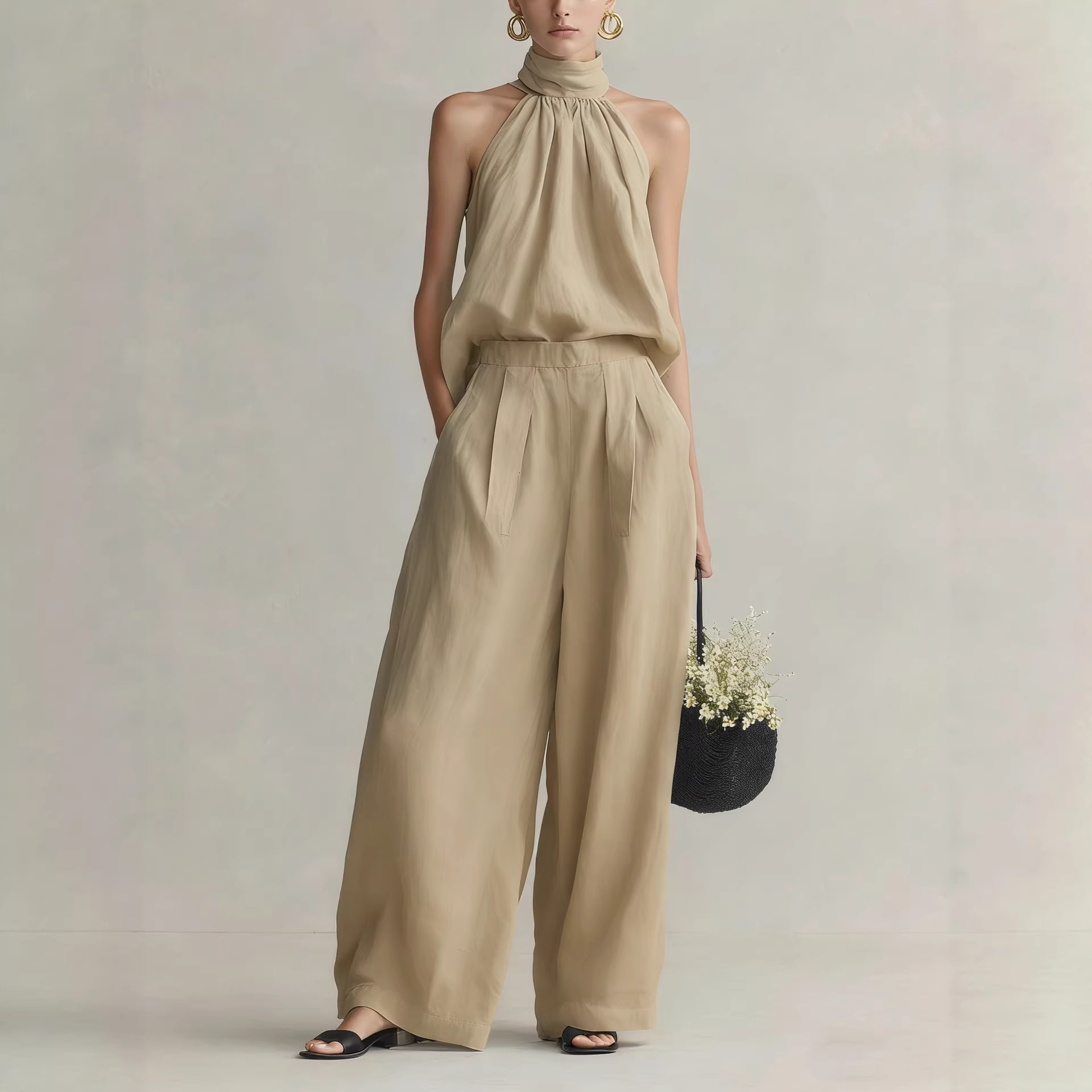 Set Santai Wanita Musim Panas  - Linen Pant Wide ulasan dan harga