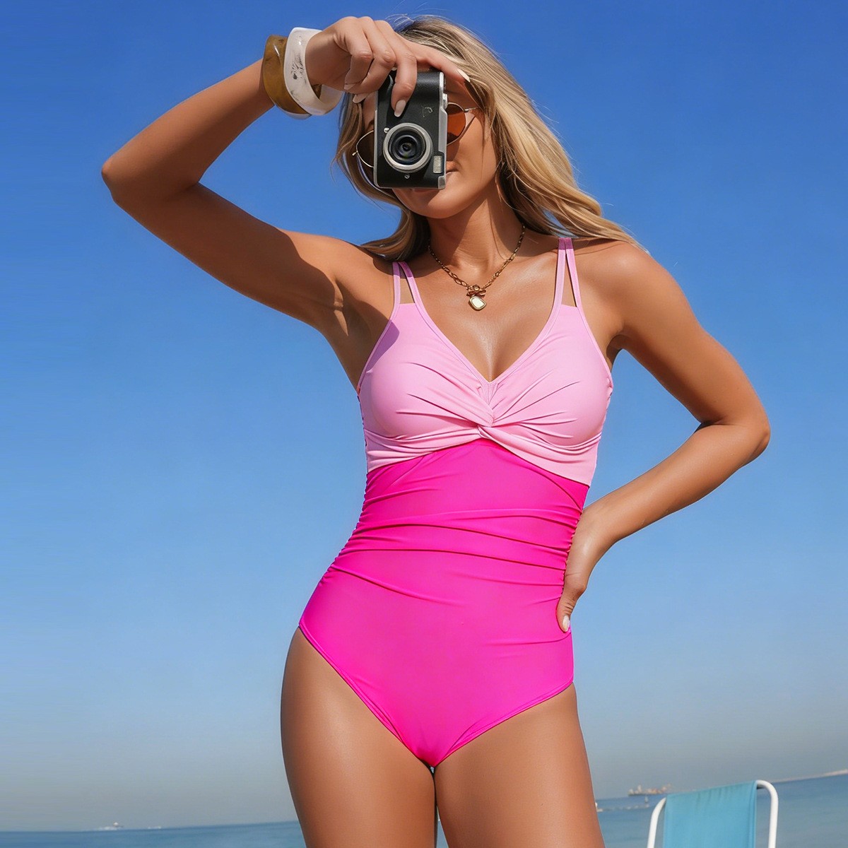 Baju Renang Satu Potong dengan - Swimsuit Bikini Ruched ulasan dan harga