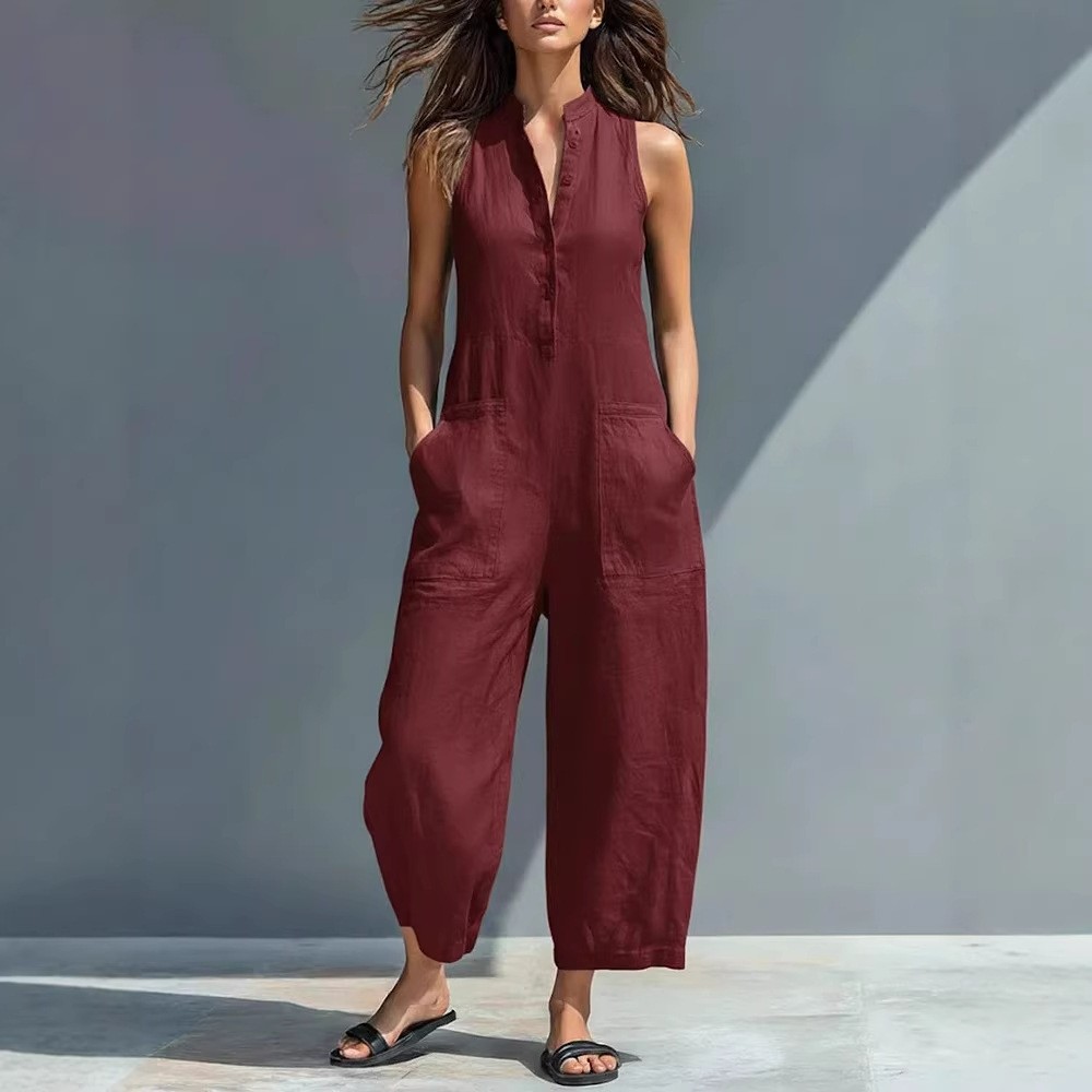 Jumpsuit Wanita Tanpa Lengan K - Jumpsuit Linen Relaxed ulasan dan harga
