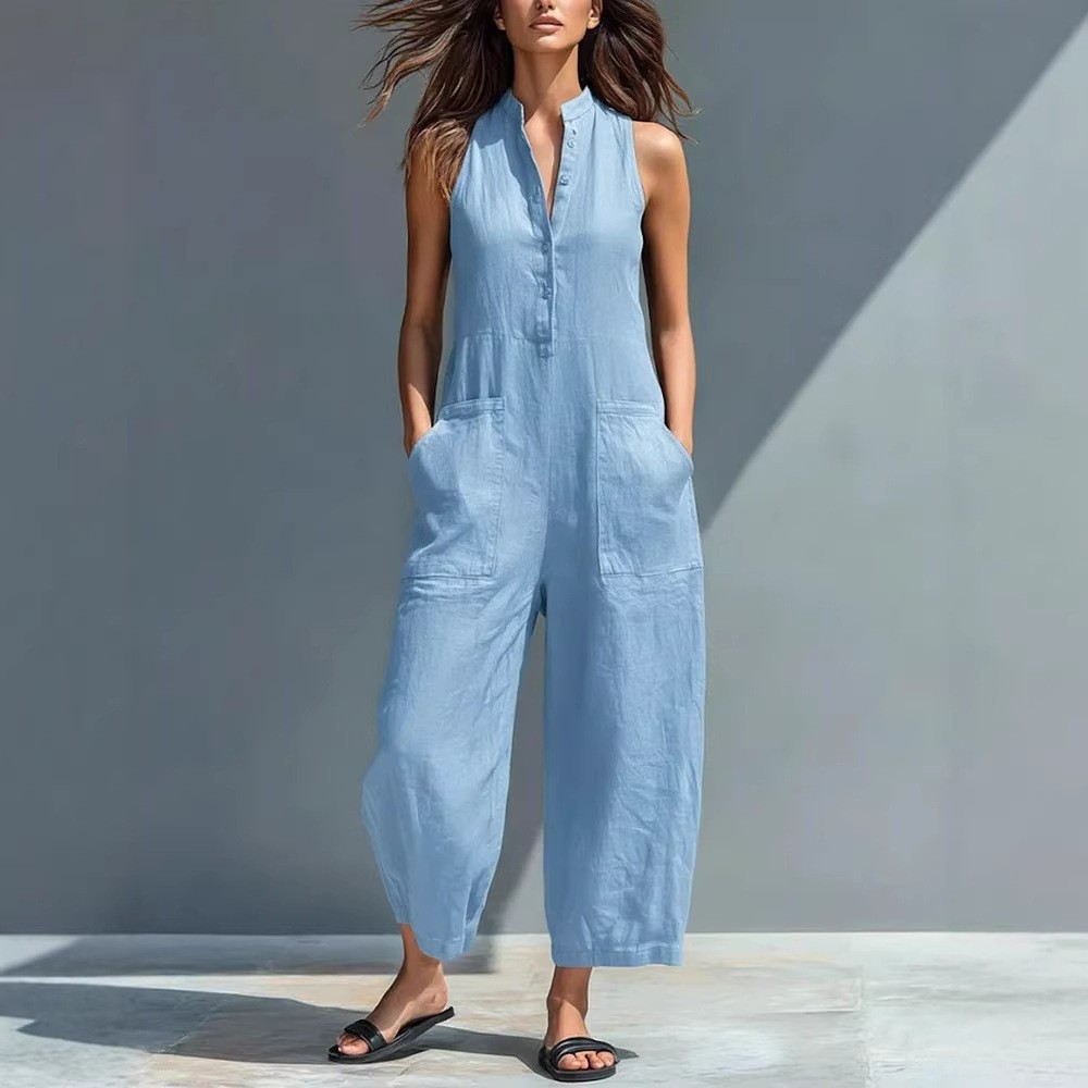 Jumpsuit Wanita Tanpa Lengan K - Jumpsuit Linen Relaxed ulasan dan harga