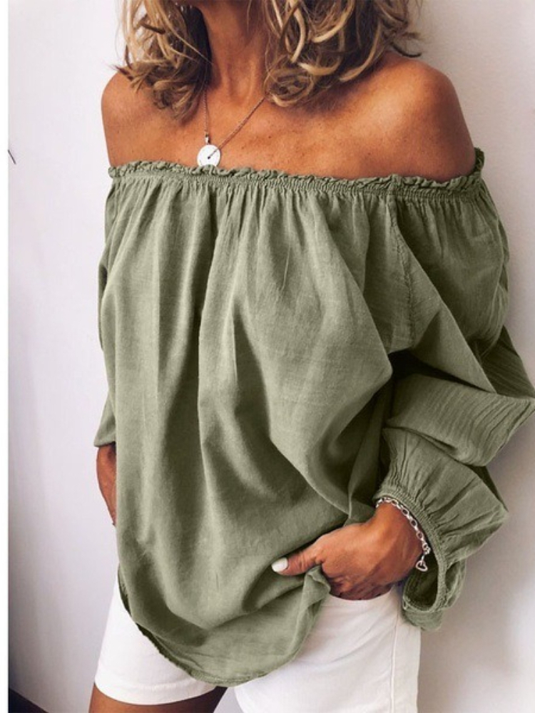 Kemeja Wanita Lengan Panjang M - Blouse Off Shoulder ulasan dan harga