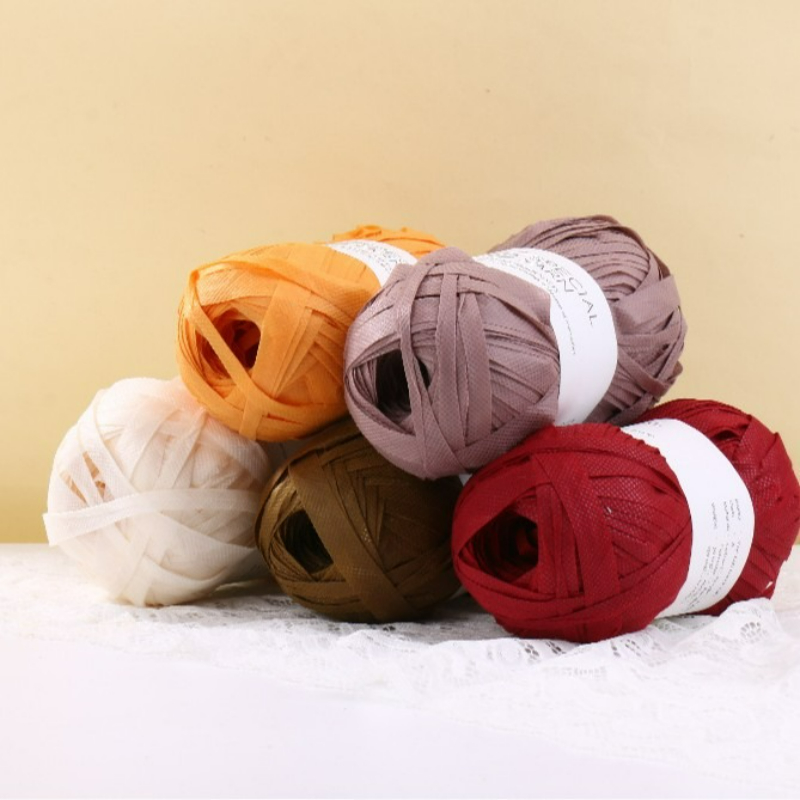 100g/pcs Benang Rafia Pipih un - Crochet Bag Raffia ulasan dan harga