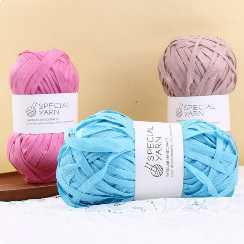 100g/pcs Benang Rafia Pipih un - Crochet Bag Raffia ulasan dan harga
