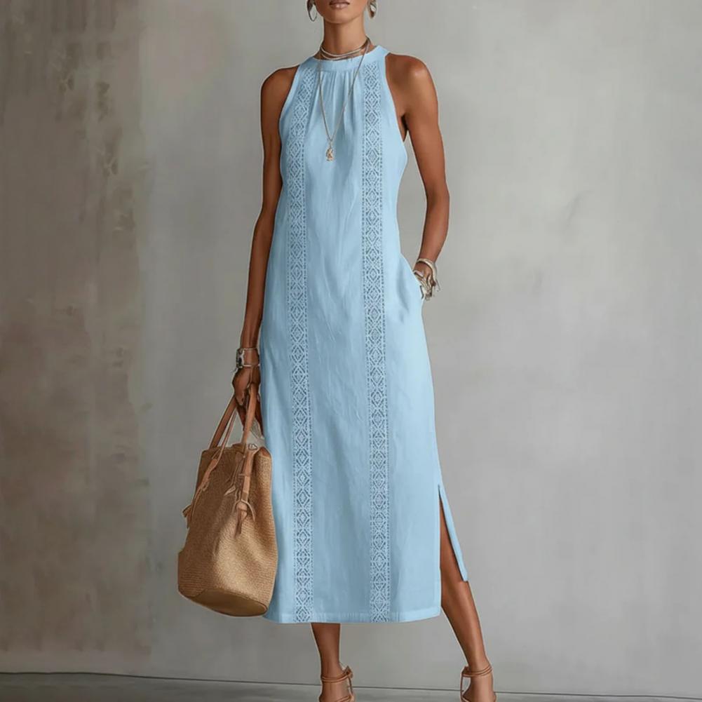 Gaun Musim Panas 2026 untuk Wa - Linen Dress Wrap ulasan dan harga