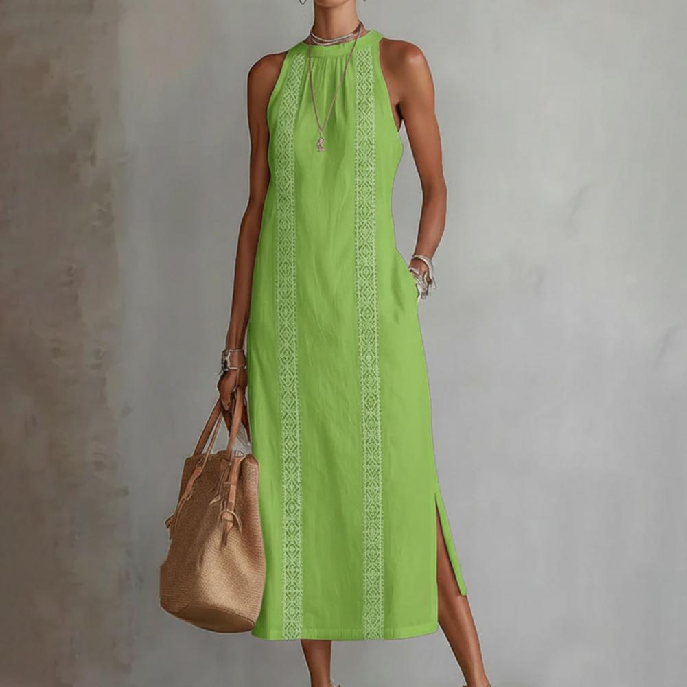 Gaun Musim Panas 2026 untuk Wa - Linen Dress Wrap ulasan dan harga