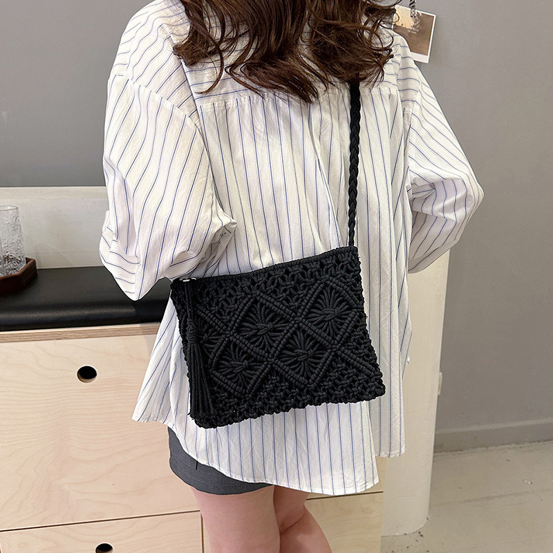 Tas bahu berongga anyaman mode - Crochet Bag Raffia ulasan dan harga