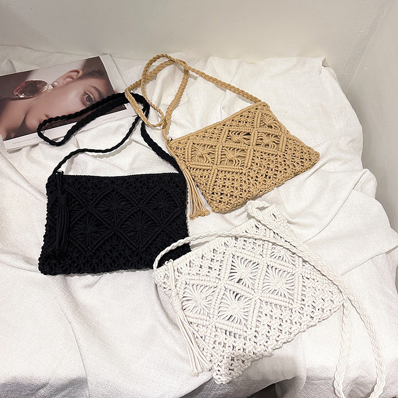 Tas bahu berongga anyaman mode - Crochet Bag Raffia ulasan dan harga