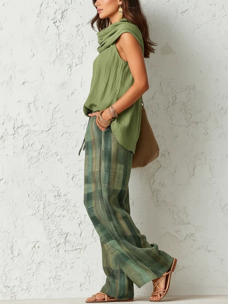 Setelan Celana Wanita Musim Pa - Linen Pant Wide ulasan dan harga