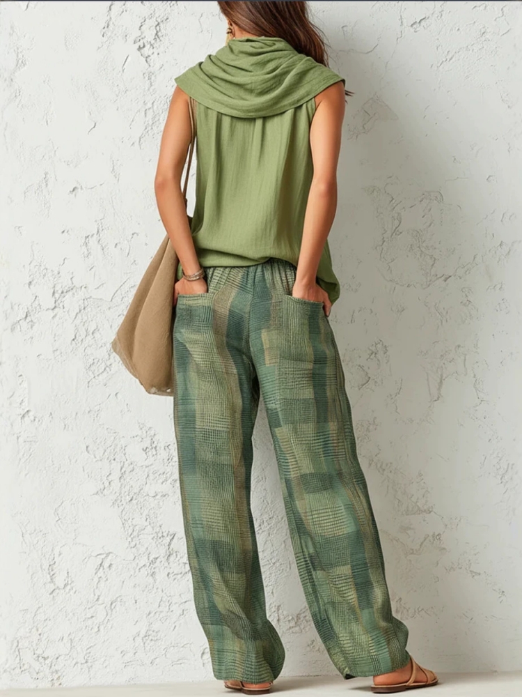 Setelan Celana Wanita Musim Pa - Linen Pant Wide ulasan dan harga