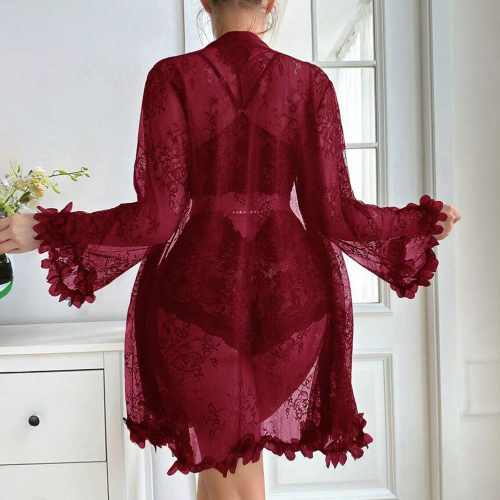 Set Pakaian Tidur Seksi Jubah  - Kimono Sheer Floral ulasan dan harga