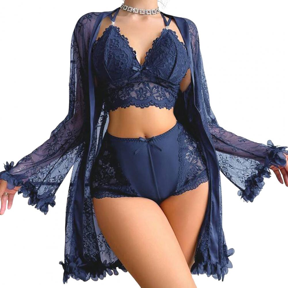 Set Pakaian Tidur Seksi Jubah  - Kimono Sheer Floral ulasan dan harga