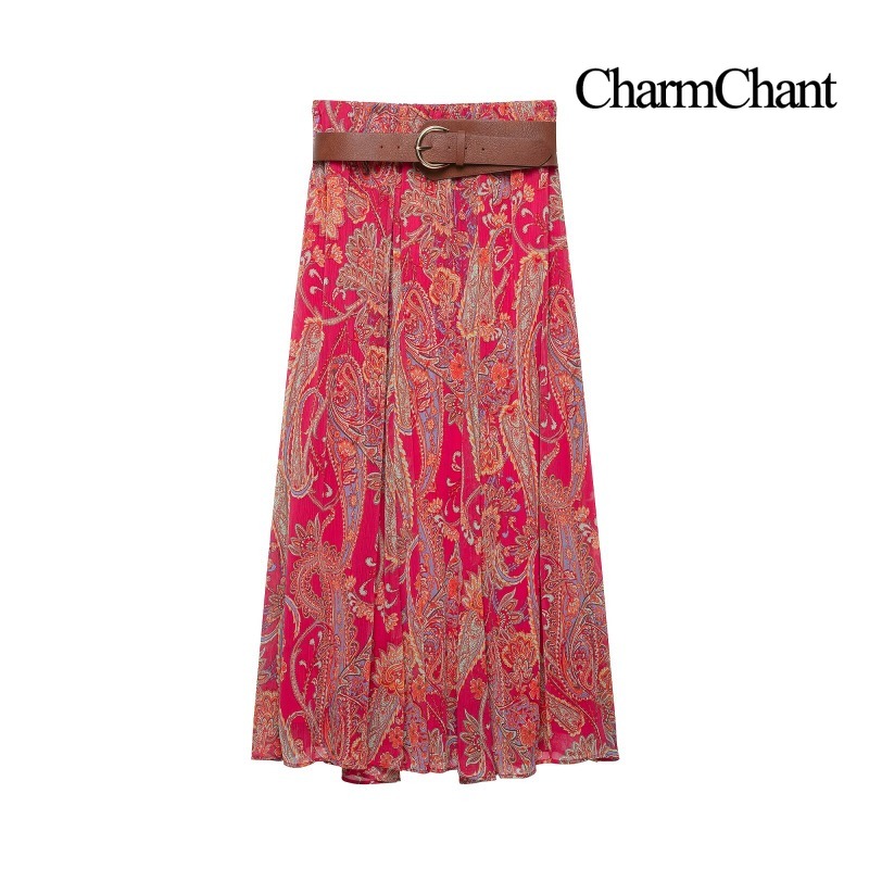 CHARMCHANT Set 2 Potong Atasan - Midi Skirt Floral ulasan dan harga