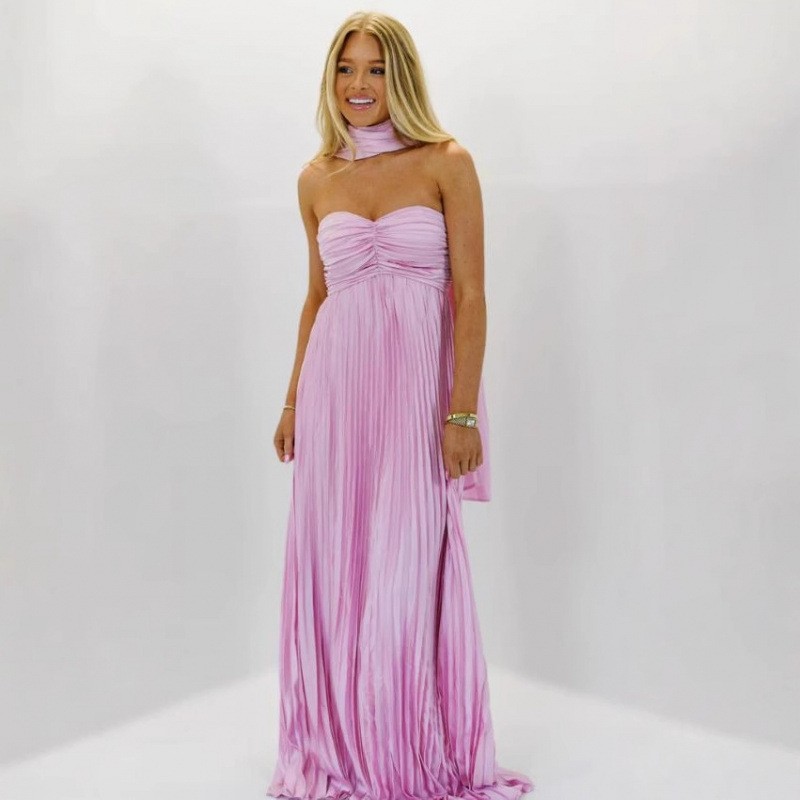 Gaun Tamu Pernikahan Gaun Panj - Maxi Dress Halter ulasan dan harga