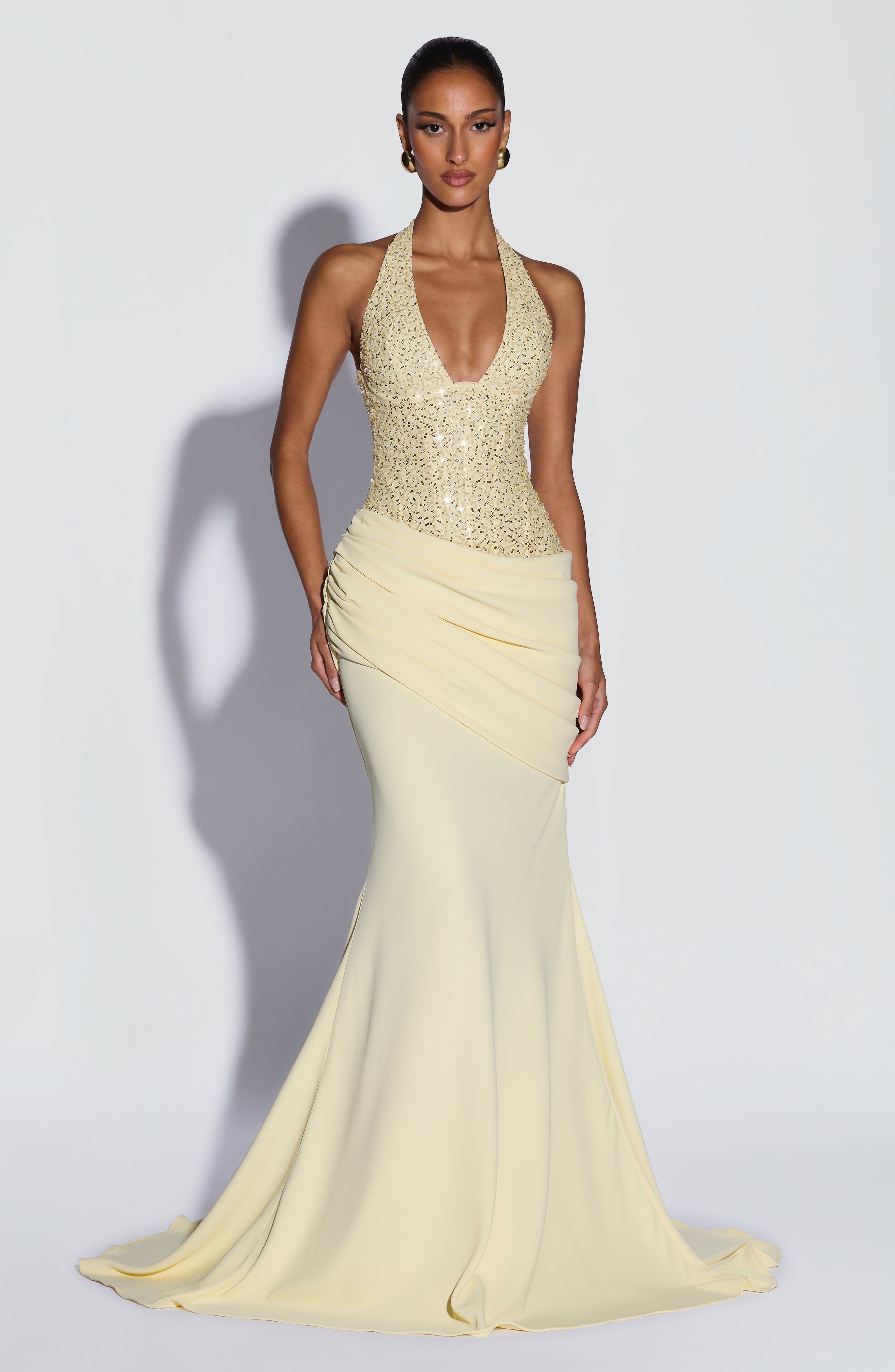 Gaun Maxi Halter V Sequin Mewa - Maxi Dress Halter ulasan dan harga