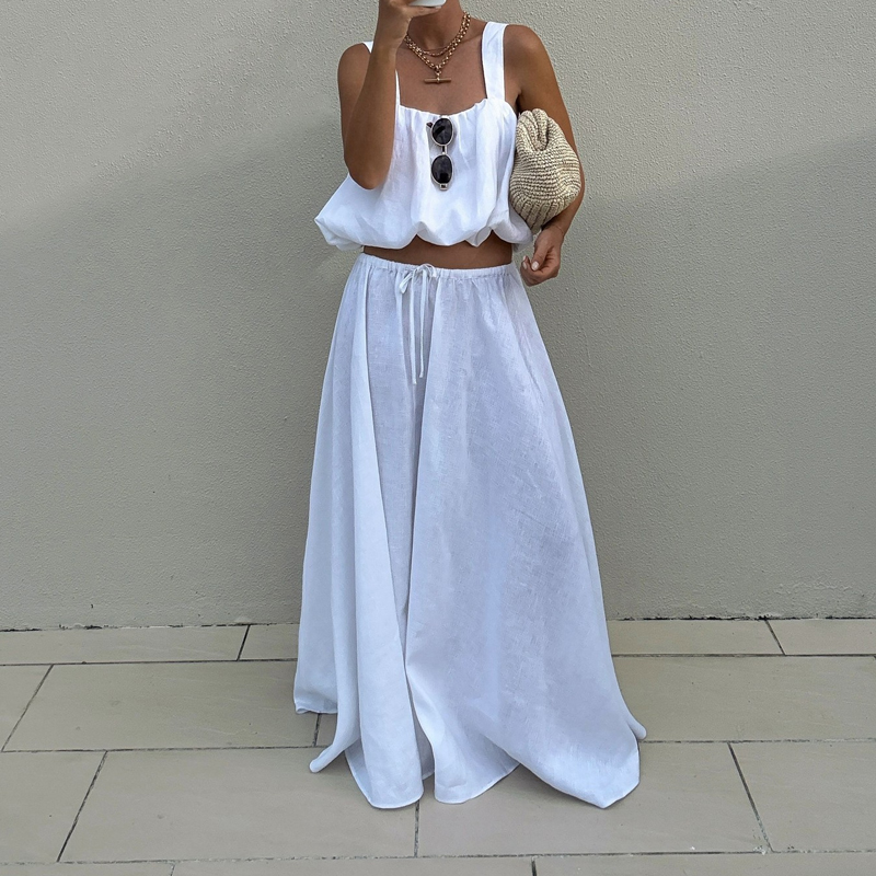 Setelan Wanita Elegan Tanpa Le - Linen Pant Wide ulasan dan harga