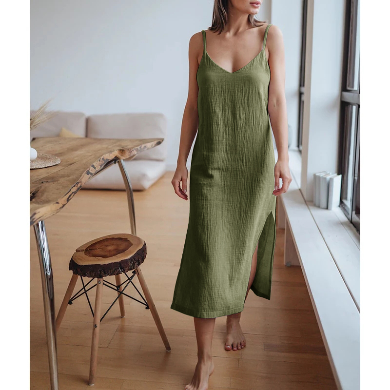 Gaun Wanita Kasa 100% Katun Mu - Linen Dress Wrap ulasan dan harga