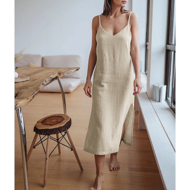 Gaun Wanita Kasa 100% Katun Mu - Linen Dress Wrap ulasan dan harga