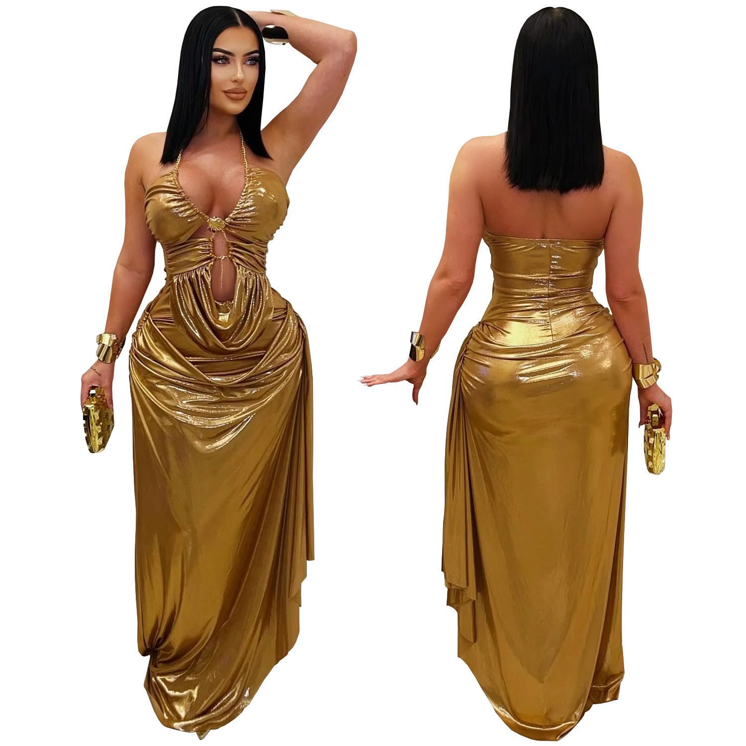 Gaun Pesta Malam untuk Tamu Pe - Maxi Dress Halter ulasan dan harga