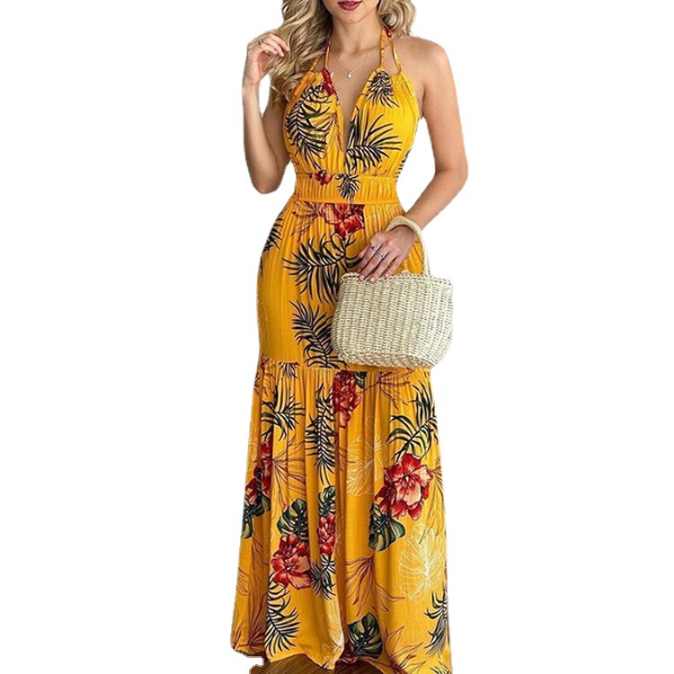 Gaun Maxi Floral Panjang Tanpa - Maxi Dress Halter ulasan dan harga