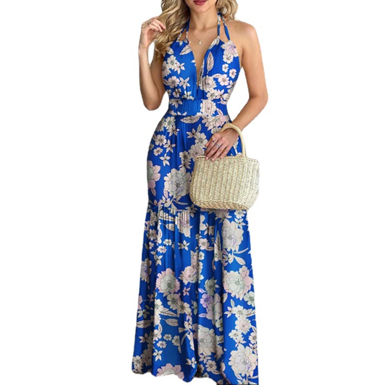 Gaun Maxi Floral Panjang Tanpa - Maxi Dress Halter ulasan dan harga