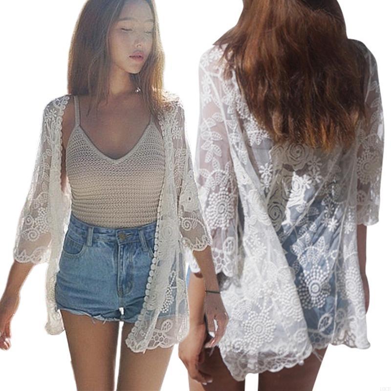 Wanita renda terbuka terbuka k - Kimono Sheer Floral ulasan dan harga