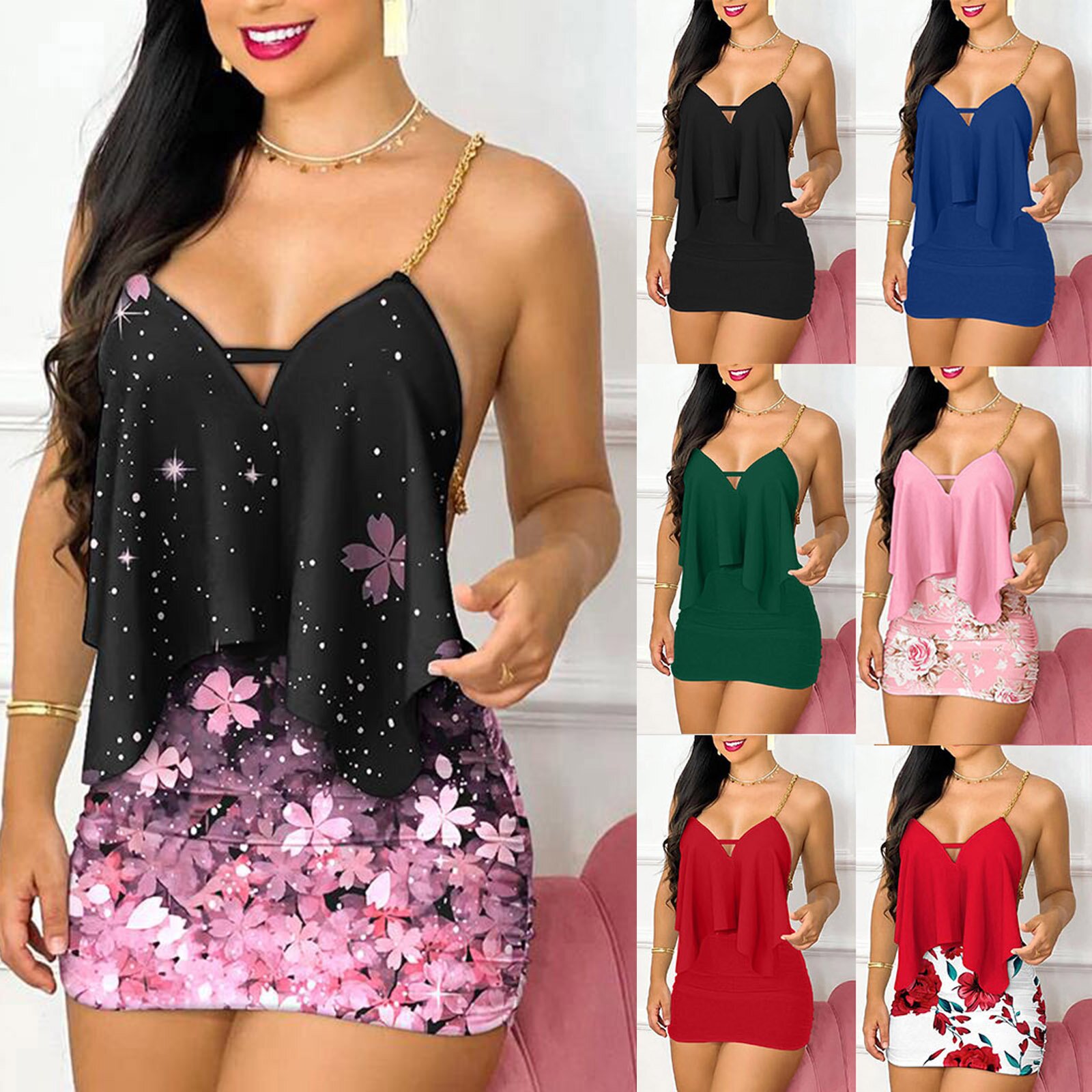 Gaun Wanita Set Gaun Mini Body - Maxi Dress Halter ulasan dan harga
